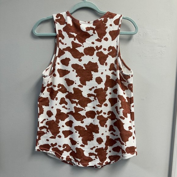 COW PRINT CREW NECK TANK TOP - Picture 2 of 3